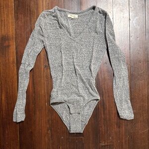 Madewell Gray Long Sleeve Bodysuit